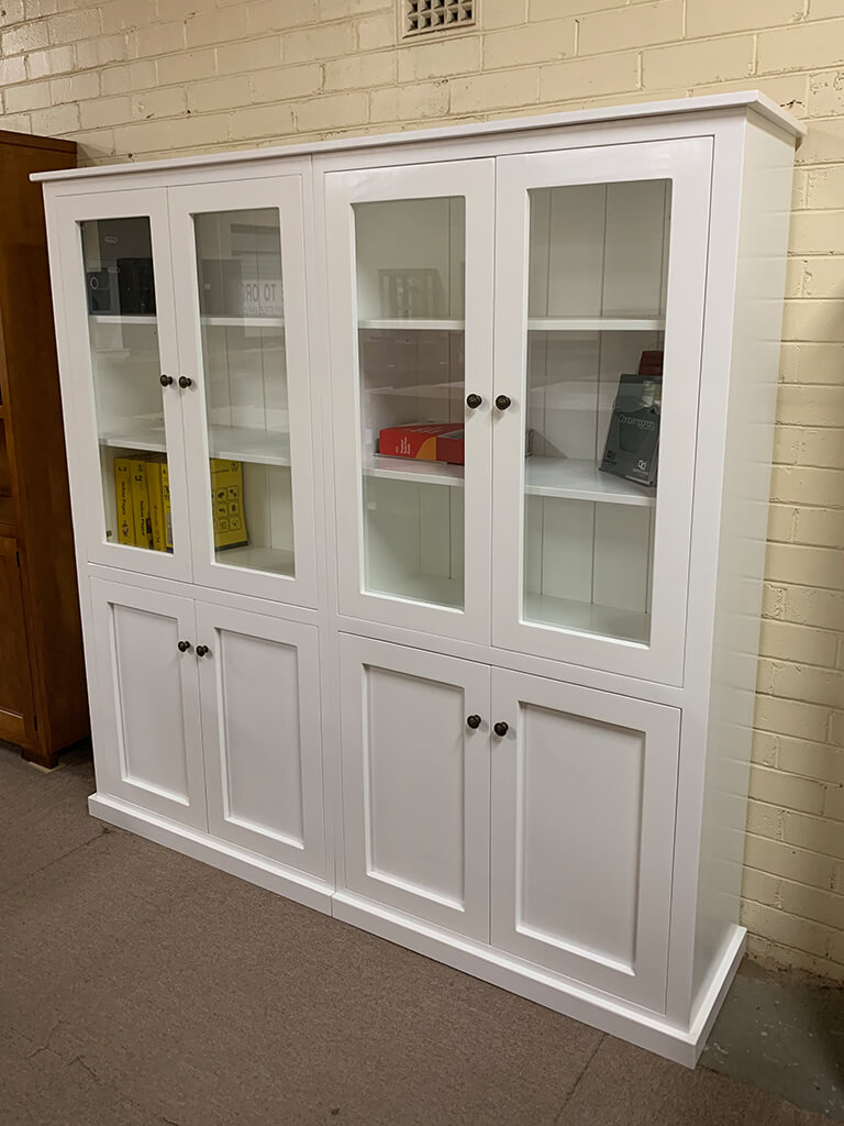 White Display Units Granville Timber Furniture Custom made solid hardwood Blackwood, Oak and